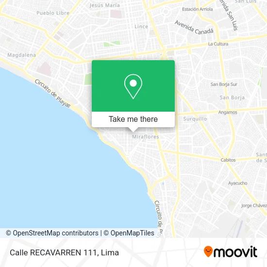 Mapa de Calle RECAVARREN 111