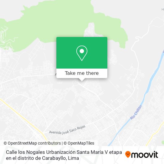 Mapa de Calle los Nogales  Urbanización Santa María V etapa  en el distrito de Carabayllo