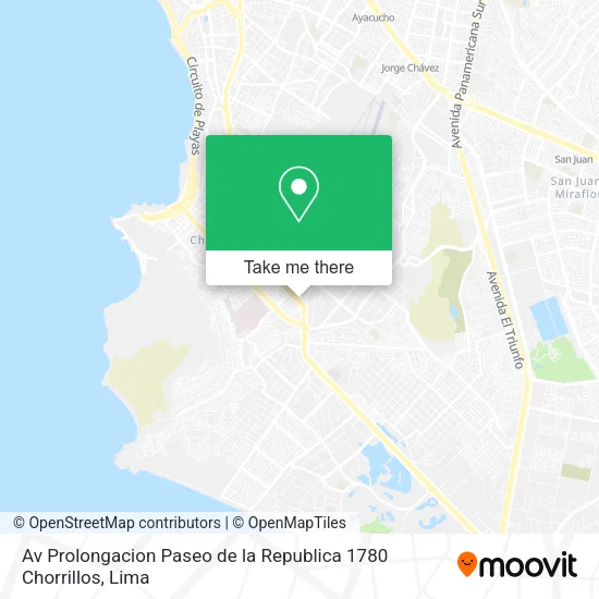 Mapa de Av Prolongacion Paseo de la Republica 1780  Chorrillos