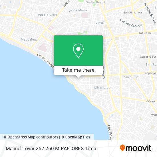 Manuel Tovar 262   260 MIRAFLORES map