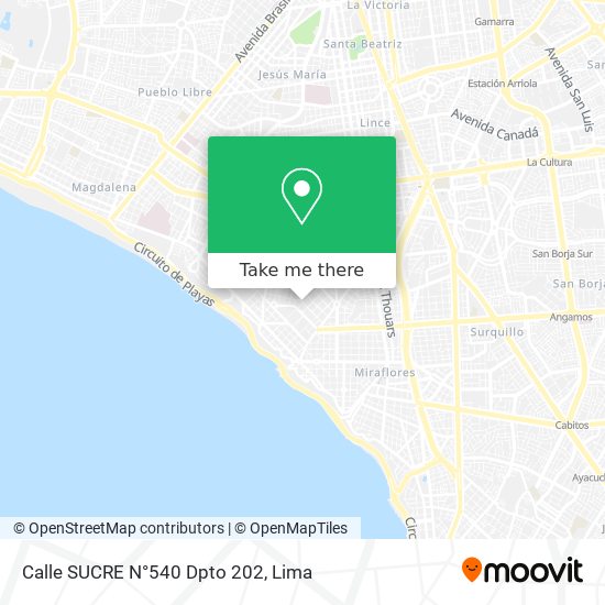 Mapa de Calle SUCRE N°540  Dpto  202