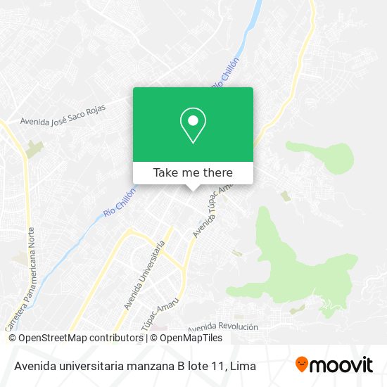 Avenida universitaria manzana B lote 11 map