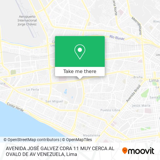 AVENIDA JOSÉ GALVEZ CDRA 11 MUY CERCA AL OVALO DE AV  VENEZUELA map