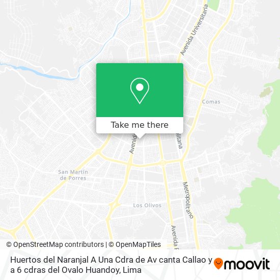 Mapa de Huertos del Naranjal  A Una Cdra de Av canta Callao y a 6 cdras del Ovalo Huandoy