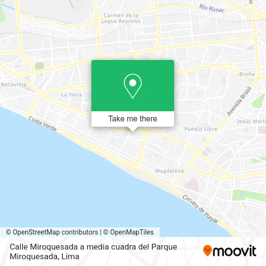 Mapa de Calle Miroquesada   a media cuadra del Parque Miroquesada