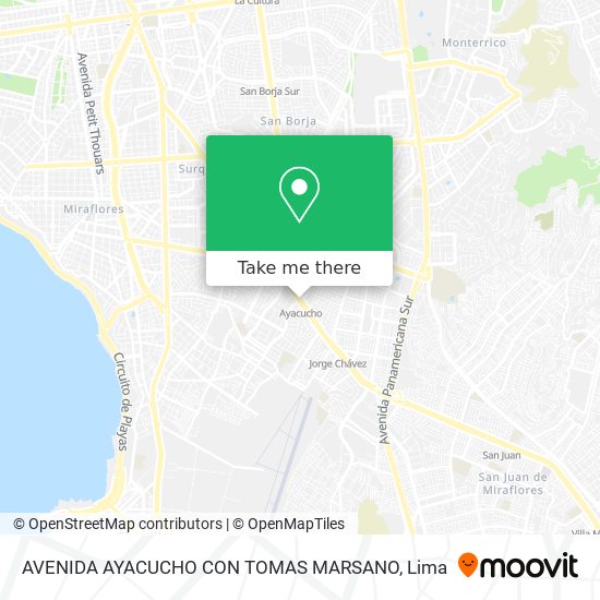 AVENIDA AYACUCHO CON TOMAS MARSANO map