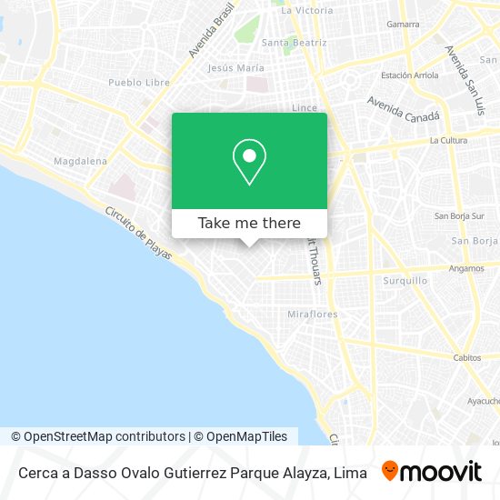 Cerca a Dasso  Ovalo Gutierrez  Parque Alayza map