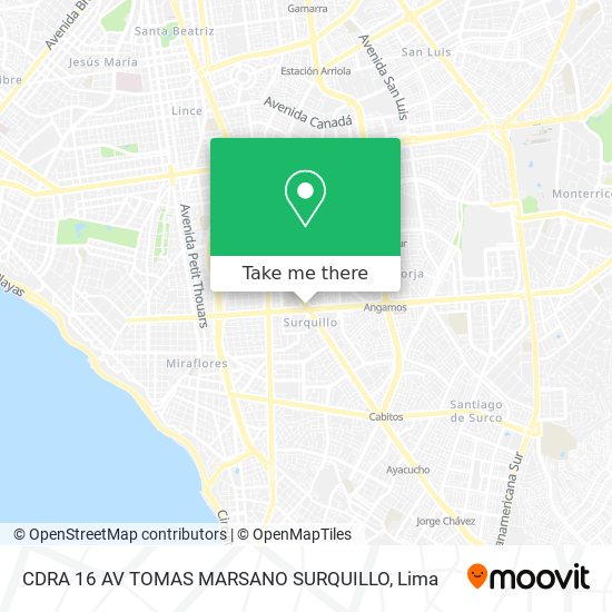 Mapa de CDRA 16  AV   TOMAS MARSANO   SURQUILLO