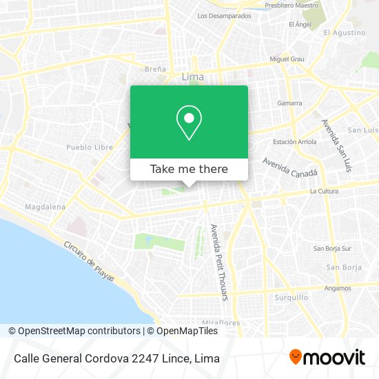 Mapa de Calle General Cordova 2247  Lince