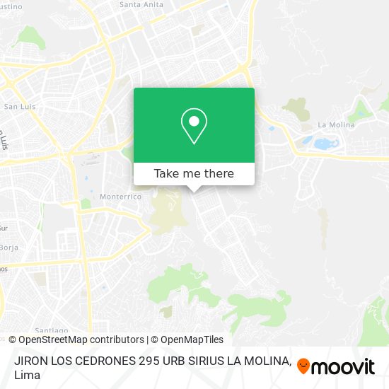 Mapa de JIRON LOS CEDRONES 295  URB  SIRIUS  LA MOLINA