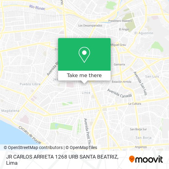 JR  CARLOS ARRIETA 1268 URB  SANTA BEATRIZ map