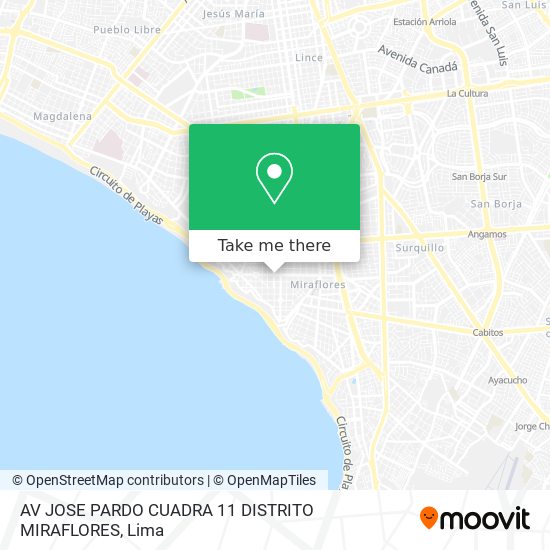 AV  JOSE PARDO CUADRA 11  DISTRITO MIRAFLORES map