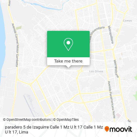 Mapa de paradero 5 de Izaguirre  Calle 1 Mz  U lt 17 Calle 1 Mz  U lt 17