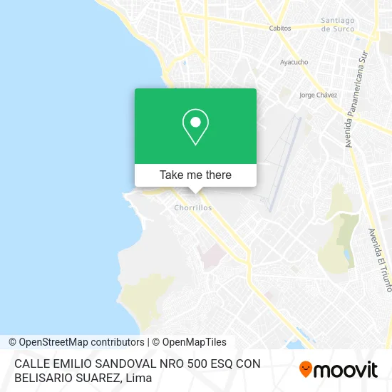 Mapa de CALLE EMILIO SANDOVAL NRO 500  ESQ CON BELISARIO SUAREZ