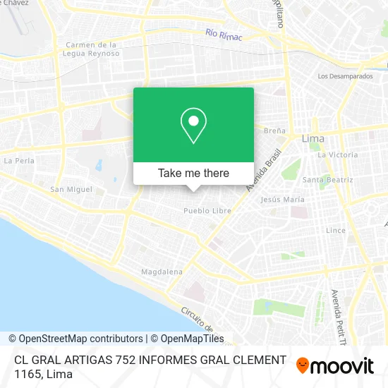 CL  GRAL ARTIGAS 752  INFORMES GRAL  CLEMENT 1165 map