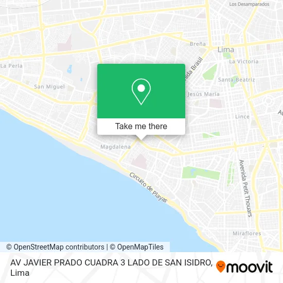 Mapa de AV  JAVIER PRADO CUADRA 3 LADO DE SAN ISIDRO