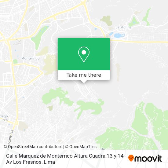 Mapa de Calle Marquez de Monterrico  Altura Cuadra 13 y 14 Av  Los Fresnos