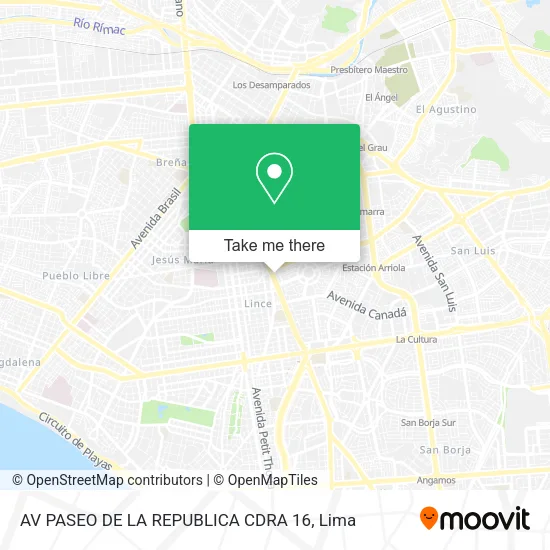 Mapa de AV PASEO DE LA REPUBLICA CDRA  16