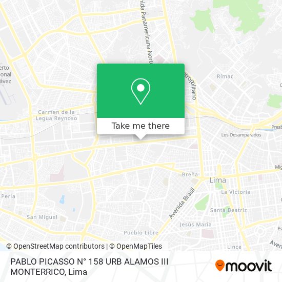PABLO PICASSO N° 158 URB  ALAMOS III   MONTERRICO map