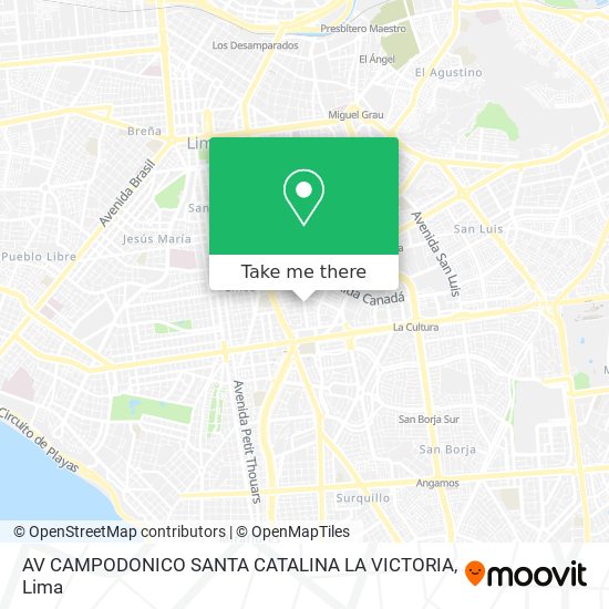 AV  CAMPODONICO  SANTA CATALINA  LA VICTORIA map