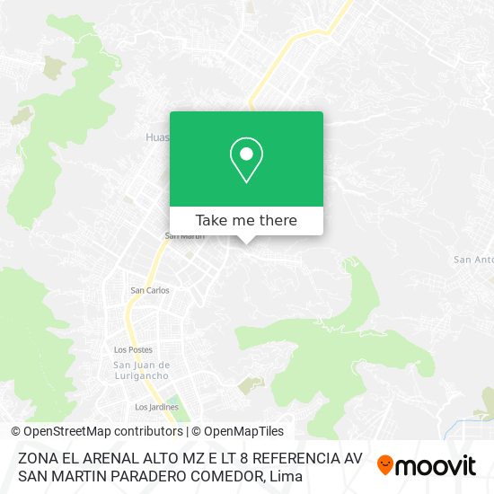ZONA EL ARENAL ALTO MZ E LT 8 REFERENCIA AV SAN MARTIN PARADERO COMEDOR map