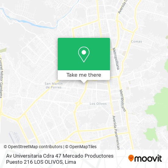 Av  Universitaria Cdra  47 Mercado Productores   Puesto   216   LOS OLIVOS map