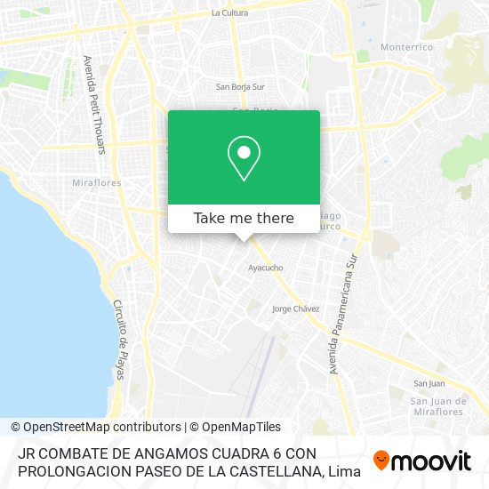 JR  COMBATE DE ANGAMOS CUADRA 6  CON PROLONGACION PASEO DE LA CASTELLANA map