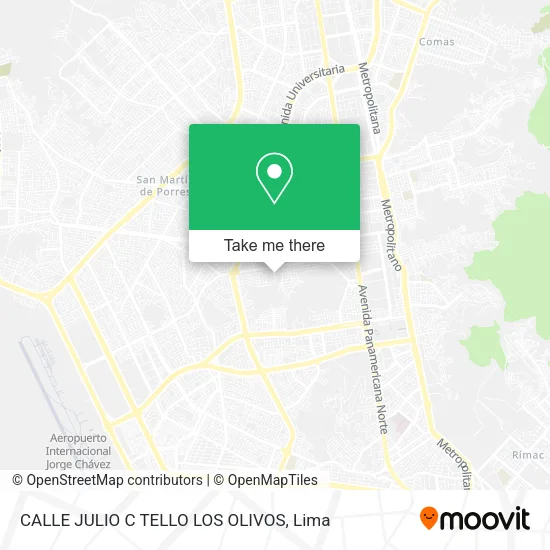 Mapa de CALLE JULIO C TELLO  LOS OLIVOS
