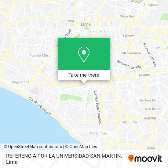 Mapa de REFERENCIA  POR LA UNIVERSIDAD SAN MARTIN