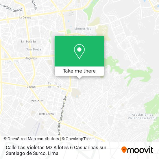 Calle Las Violetas Mz  A lotes 6   Casuarinas sur   Santiago de Surco map