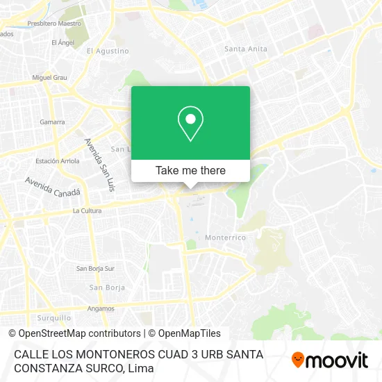 Mapa de CALLE LOS MONTONEROS CUAD 3 URB  SANTA CONSTANZA SURCO
