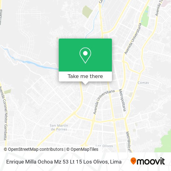 Mapa de Enrique Milla Ochoa Mz 53 Lt 15 Los Olivos