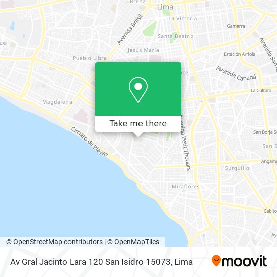 Mapa de Av Gral Jacinto Lara 120 San Isidro 15073