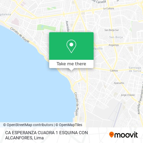 CA  ESPERANZA CUADRA 1   ESQUINA CON ALCANFORES map