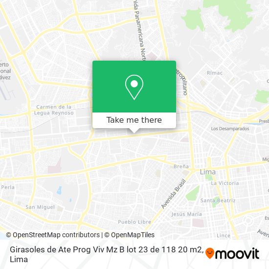 How to get to Girasoles de Ate Prog Viv Mz B lot 23 de 118 20 m2 in Lima by  Bus?