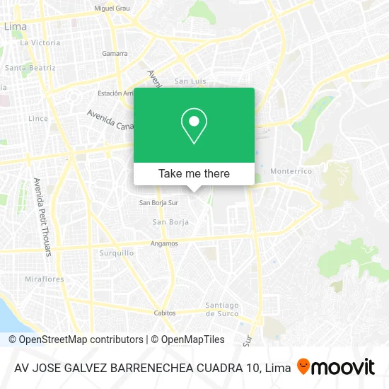 AV  JOSE GALVEZ BARRENECHEA  CUADRA 10 map