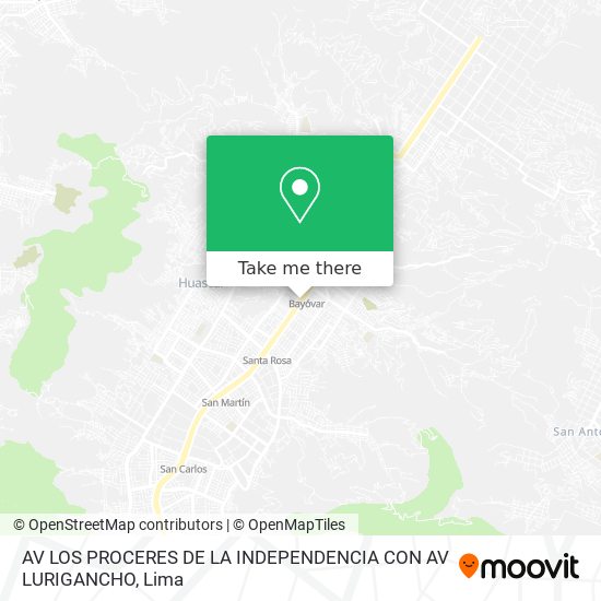 AV LOS PROCERES DE LA INDEPENDENCIA CON AV LURIGANCHO map