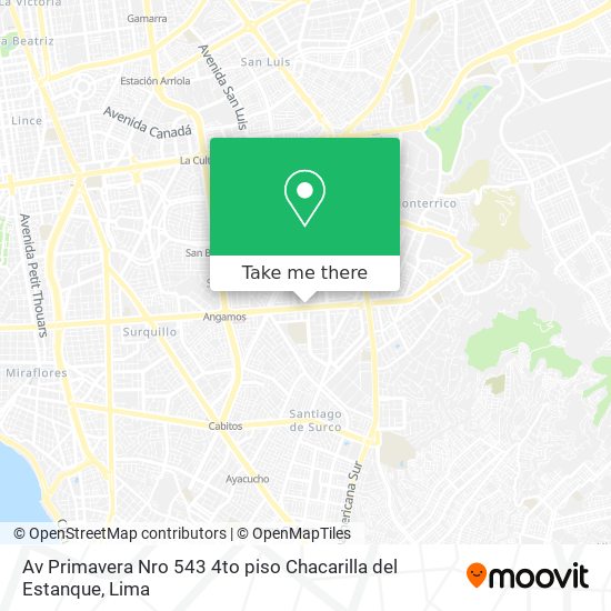 Av  Primavera Nro  543 4to piso   Chacarilla del Estanque map