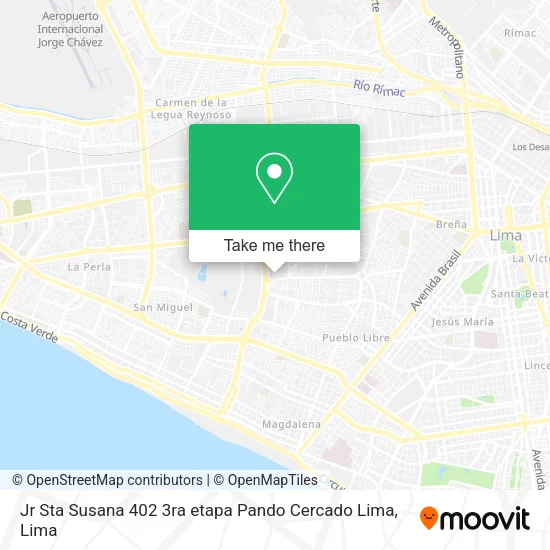 Mapa de Jr  Sta Susana 402 3ra etapa Pando Cercado Lima