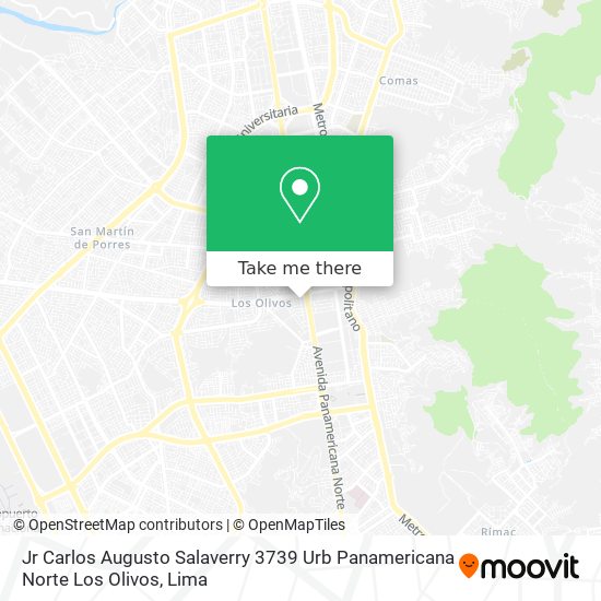 Jr  Carlos Augusto Salaverry 3739 Urb  Panamericana Norte  Los Olivos map