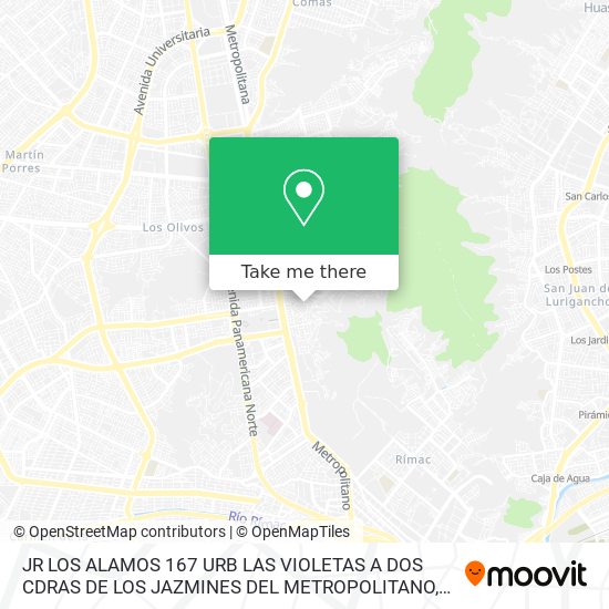 JR  LOS ALAMOS 167 URB LAS VIOLETAS A DOS CDRAS DE LOS JAZMINES DEL METROPOLITANO map