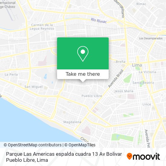 Parque Las Americas  espalda cuadra 13 Av  Bolivar  Pueblo Libre map