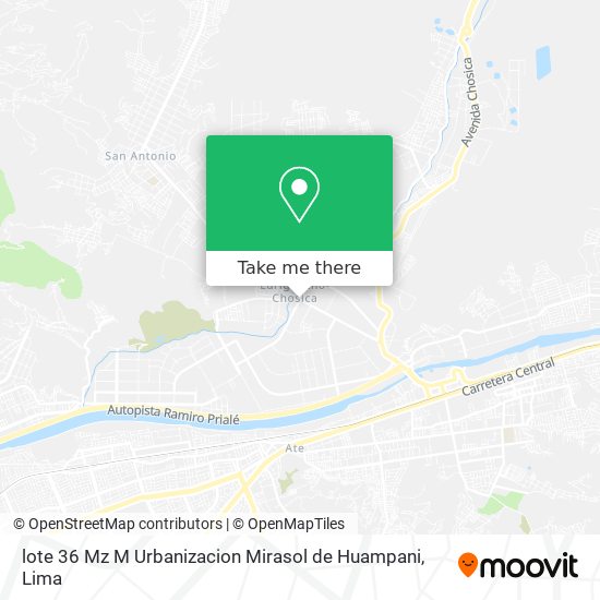 Mapa de lote 36 Mz M Urbanizacion Mirasol de Huampani