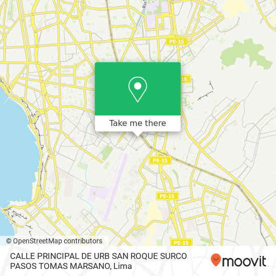 Mapa de CALLE PRINCIPAL DE URB SAN ROQUE  SURCO  PASOS TOMAS MARSANO