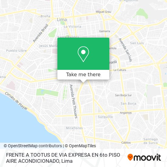 FRENTE A TOOTUS DE VIA EXPRESA EN 6to PISO  AIRE ACONDICIONADO map