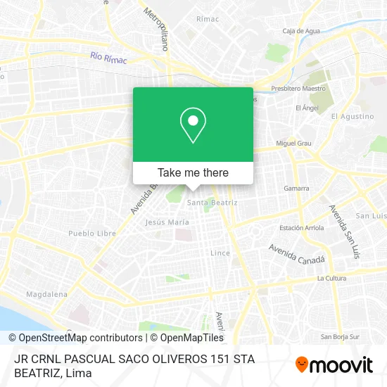 Mapa de JR  CRNL  PASCUAL SACO OLIVEROS 151  STA  BEATRIZ