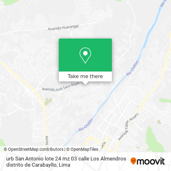 Mapa de urb San Antonio  lote 24 mz 03  calle Los Almendros  distrito de Carabayllo