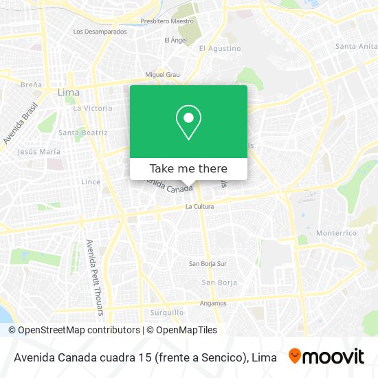 Avenida Canada cuadra 15 (frente a Sencico) map