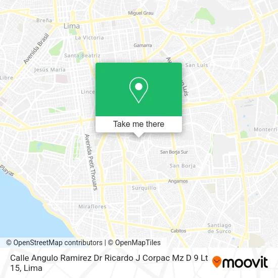 Calle Angulo Ramirez  Dr Ricardo J   Corpac Mz D 9  Lt 15 map