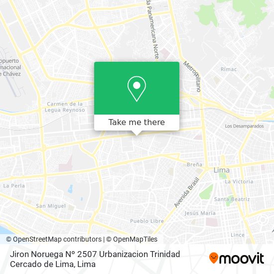 Jiron Noruega Nº 2507 Urbanizacion Trinidad Cercado de Lima map